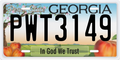 GA license plate PWT3149