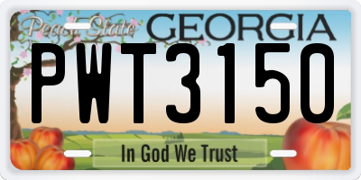 GA license plate PWT3150