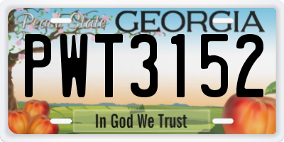 GA license plate PWT3152