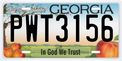 GA license plate PWT3156
