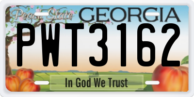 GA license plate PWT3162