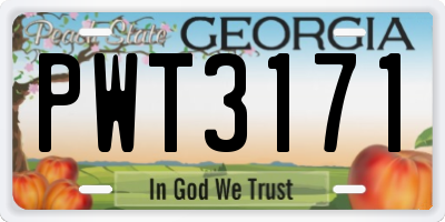GA license plate PWT3171
