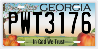 GA license plate PWT3176