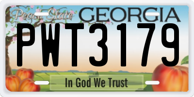 GA license plate PWT3179