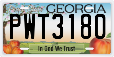 GA license plate PWT3180