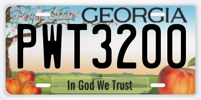 GA license plate PWT3200