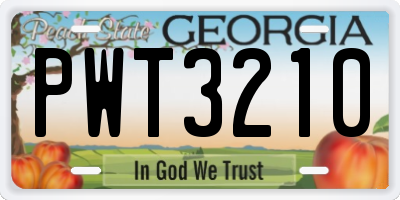 GA license plate PWT3210