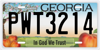 GA license plate PWT3214