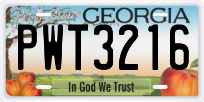 GA license plate PWT3216