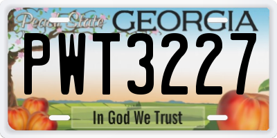 GA license plate PWT3227