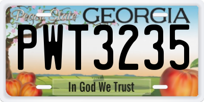 GA license plate PWT3235