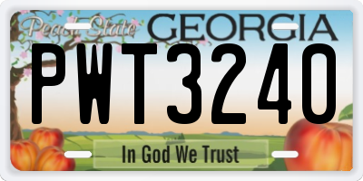 GA license plate PWT3240