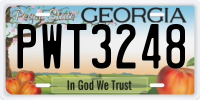 GA license plate PWT3248