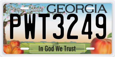 GA license plate PWT3249