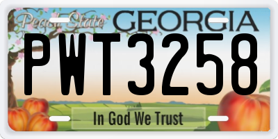 GA license plate PWT3258