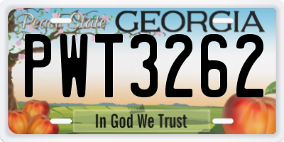 GA license plate PWT3262