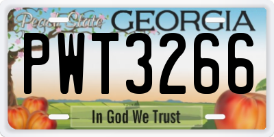 GA license plate PWT3266