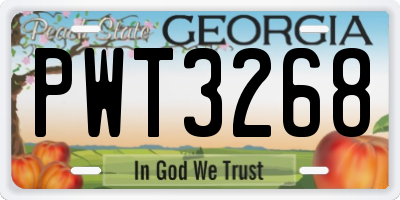 GA license plate PWT3268