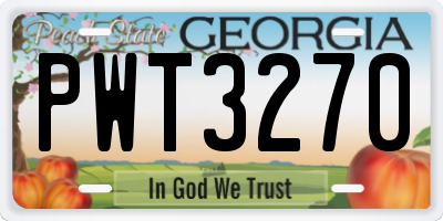 GA license plate PWT3270