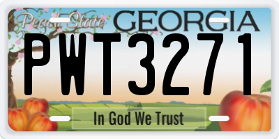 GA license plate PWT3271