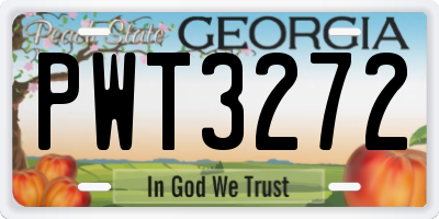 GA license plate PWT3272