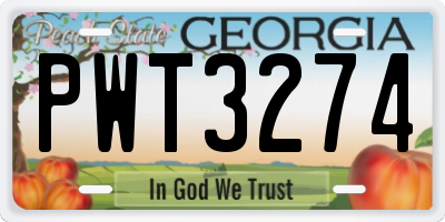 GA license plate PWT3274