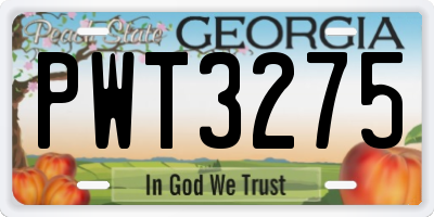 GA license plate PWT3275