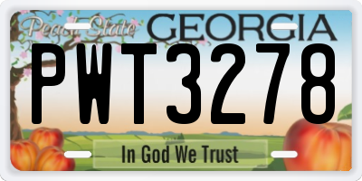 GA license plate PWT3278