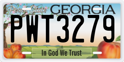 GA license plate PWT3279