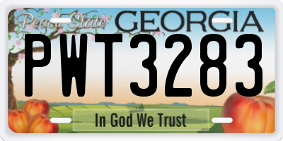 GA license plate PWT3283