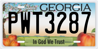 GA license plate PWT3287