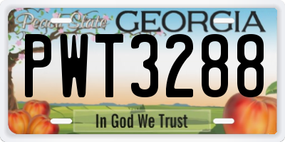 GA license plate PWT3288