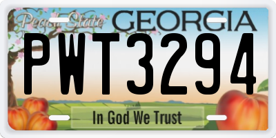 GA license plate PWT3294