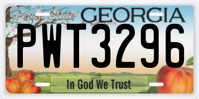 GA license plate PWT3296