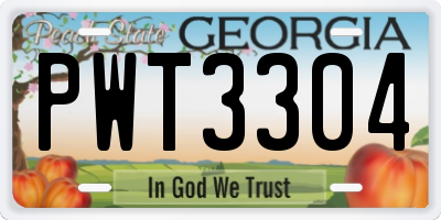 GA license plate PWT3304