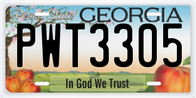 GA license plate PWT3305