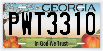 GA license plate PWT3310