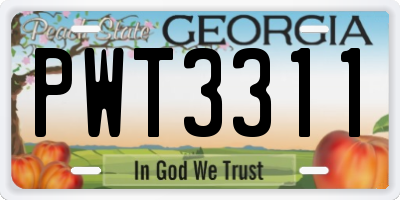 GA license plate PWT3311