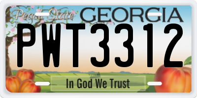 GA license plate PWT3312