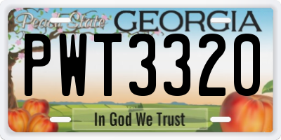 GA license plate PWT3320