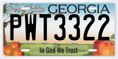 GA license plate PWT3322