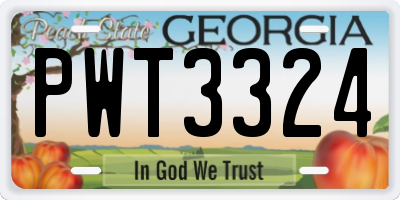 GA license plate PWT3324