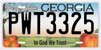GA license plate PWT3325