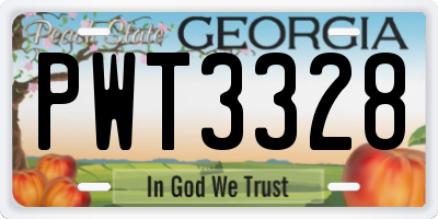 GA license plate PWT3328