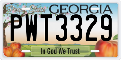 GA license plate PWT3329