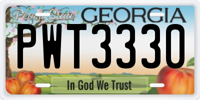 GA license plate PWT3330