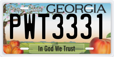 GA license plate PWT3331