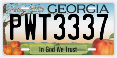 GA license plate PWT3337