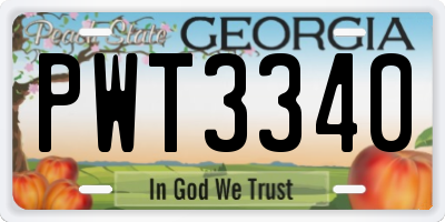 GA license plate PWT3340