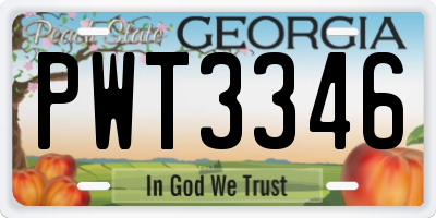 GA license plate PWT3346